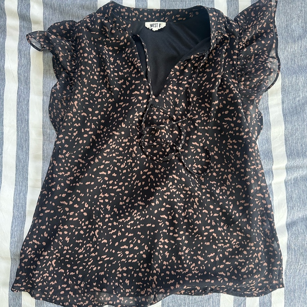 West K Black and Tan Women's Blouse